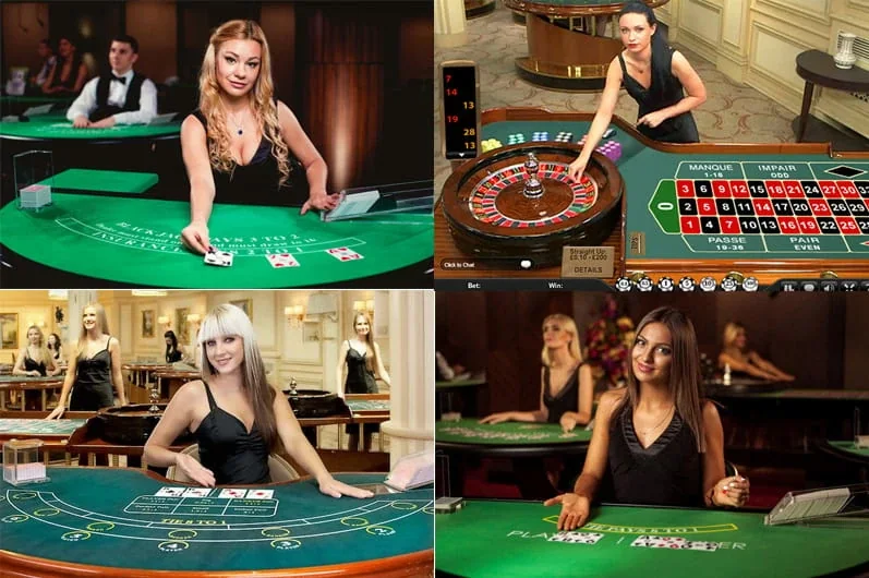 Suasana meja live dan dealer yang terlihat melalui perangkat mobile